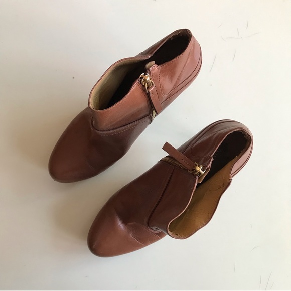 NINE WEST cognac brown booties small heels leather - Picture 5 of 8